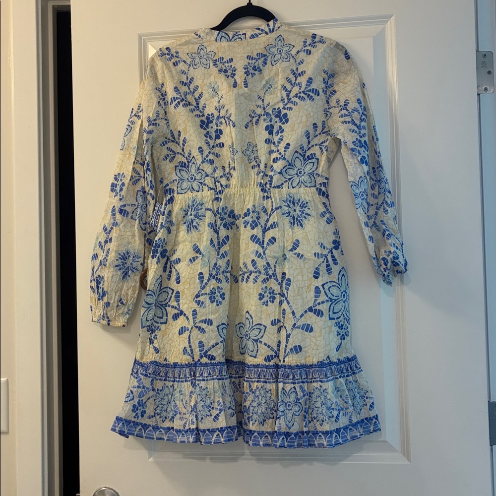 Ritu Kumar Cream and Blue Floral Midi Dress - Picture 4 of 5